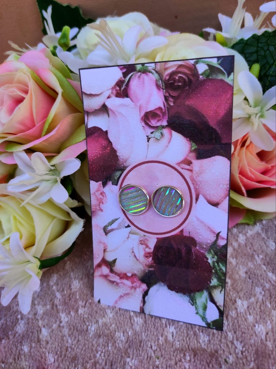 Színváltós fehér- ezüst durzy fülbevaló